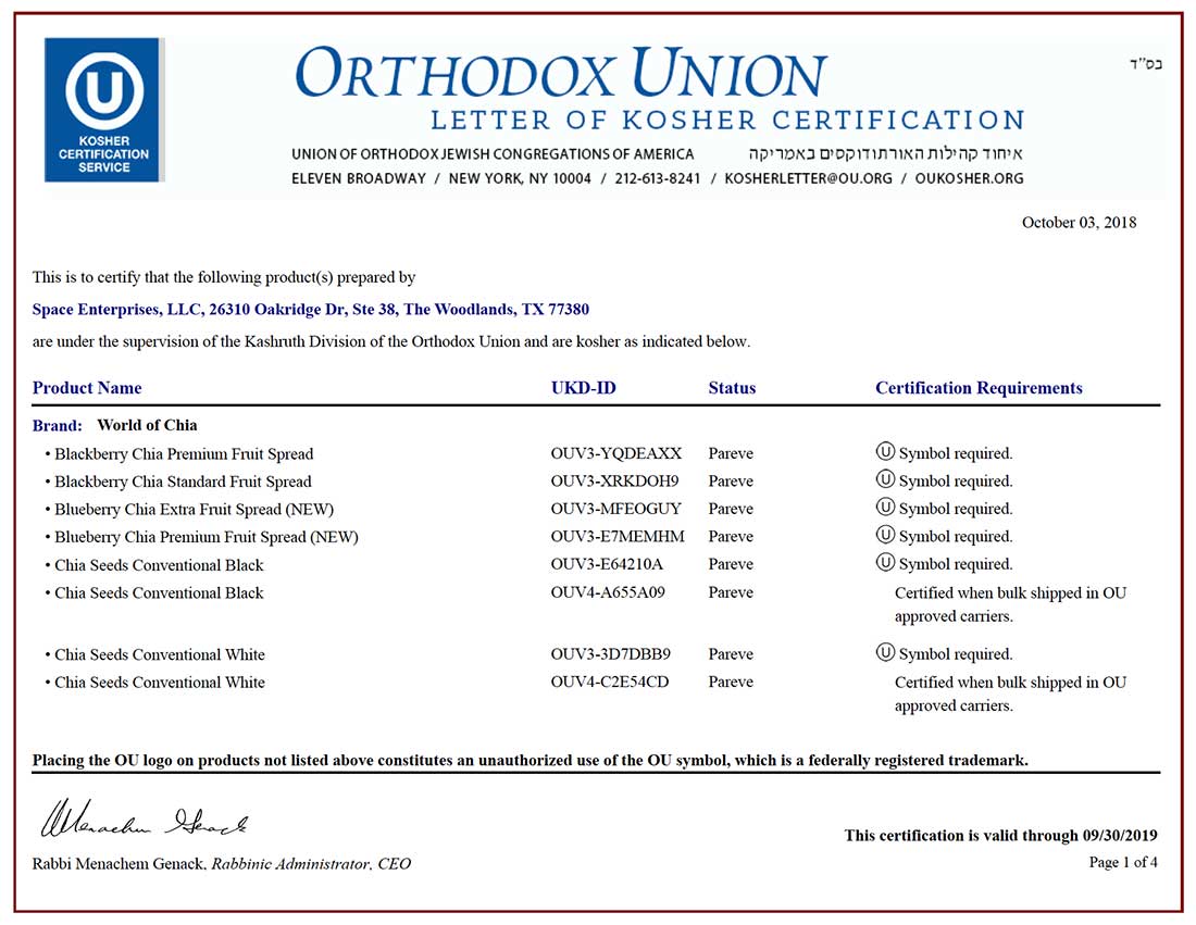Orthodox union certification